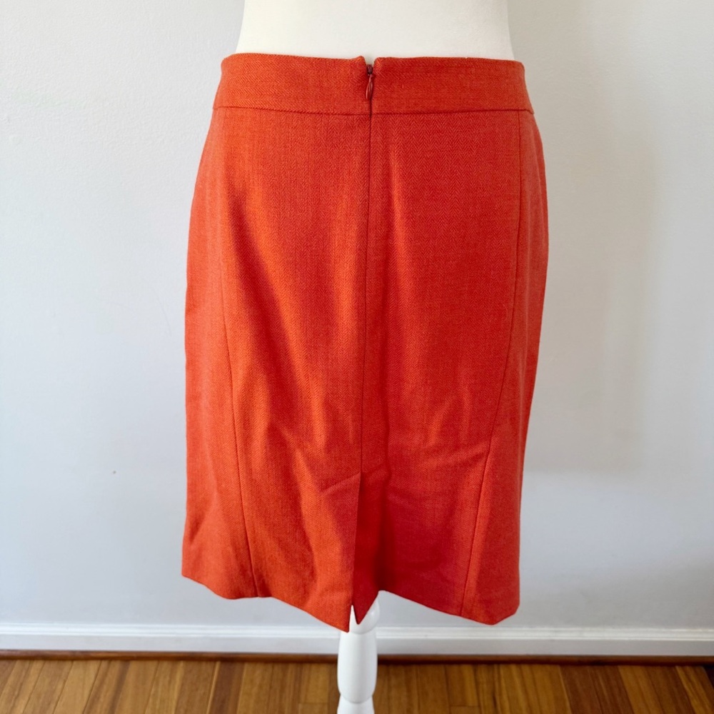 J Crew Wool Retro A Line Skirt Women’s 6 Orange Secretary Business Casual Office - Picture 3 of 6